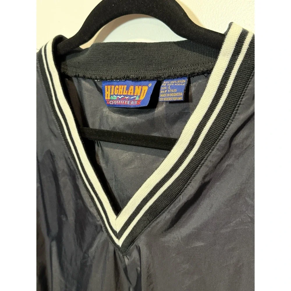 VTG Highland Outfitters Black V Neck Pullover Windbreaker‎ Jacket Men's Large L
